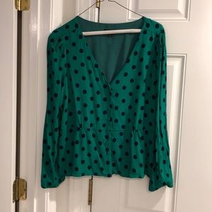J. Crew polka dot peplum top